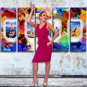 BR Fuchsia Tiered Chiffon Shift Dress